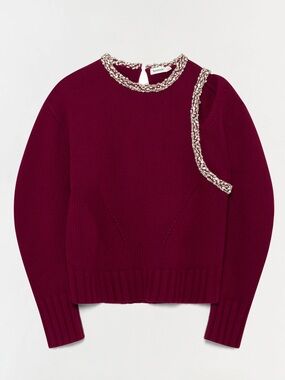 Simkhai Women's Monroe Embellished Cut-Out Sweater - Oxblood NWT